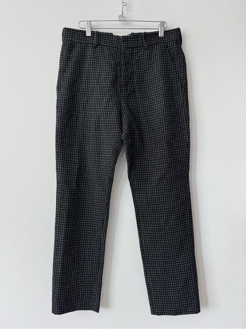 Marni Flat Front 100% Wool Black and Gray Square Check Pants - Sz 46 - Italy